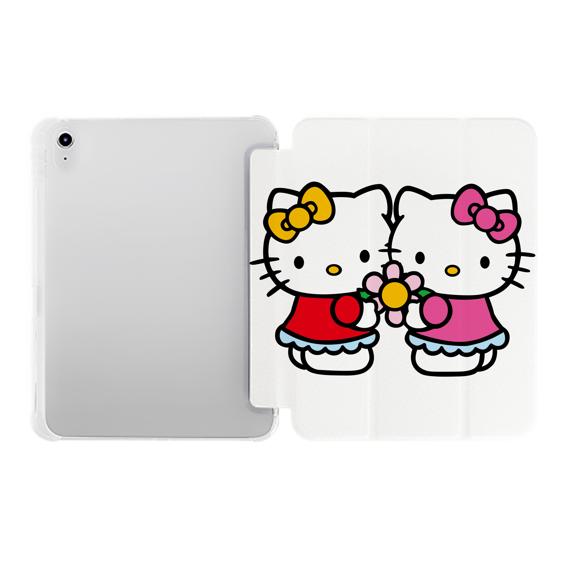 （画像用） Hello Kitty ハローキティ IPad ケース ペン収納付き 三つ折りスタンド PUレザー×シリコン 対応機種9.5/10.5/10.9インチ